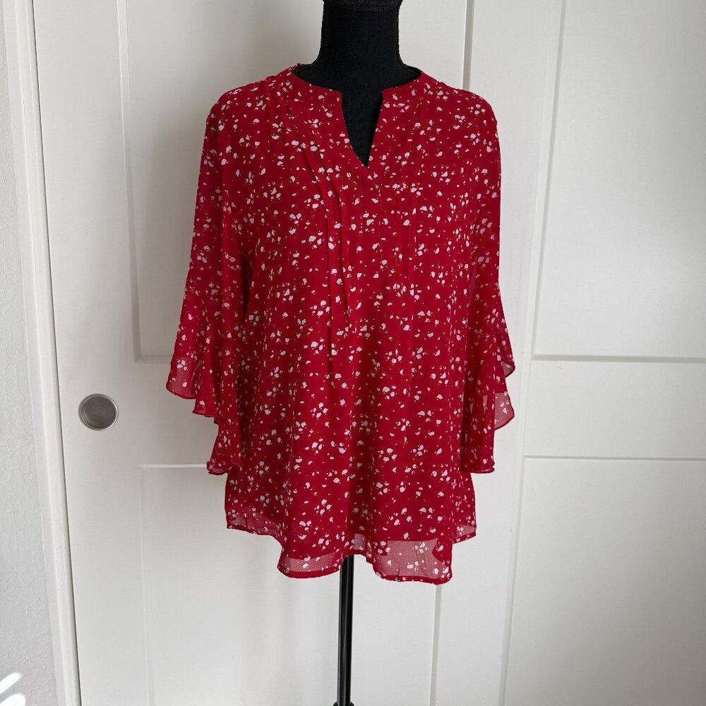 Women's Flowing Red Timeson Blouse Sz M